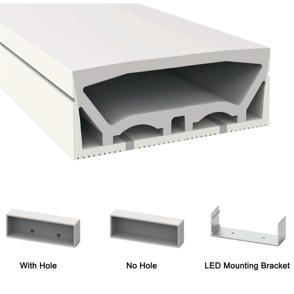 Large Bendable Silicone LED Channel System For Two 20mm LED Strip Lights - 100*30 mm 120 ° Top Emitting Large Bendable Silicone LED Channel System For Two 20mm LED Strip Lights - 100*30 mm 120 ° Top Emitting